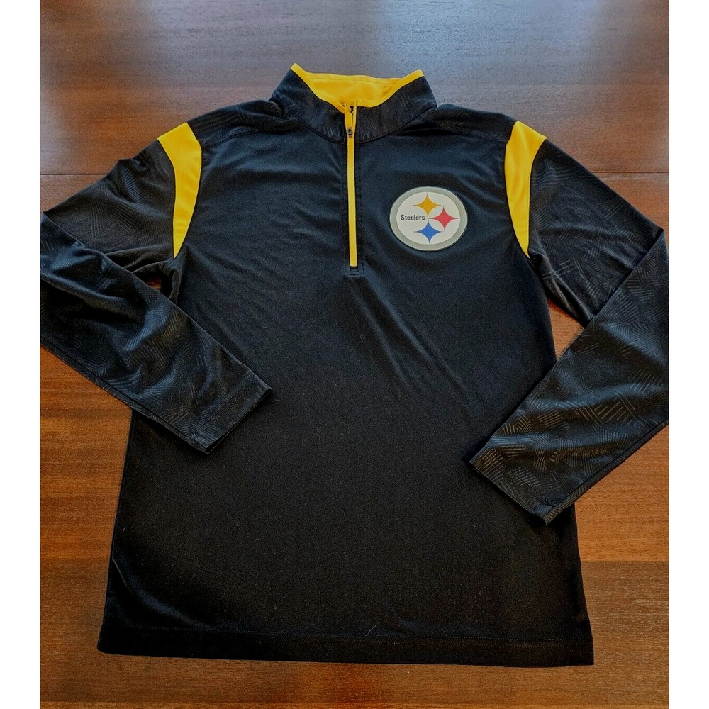 NFL Team‎ Men's Pittsburgh Steelers Football Quarter Zip Pullover Top Medium